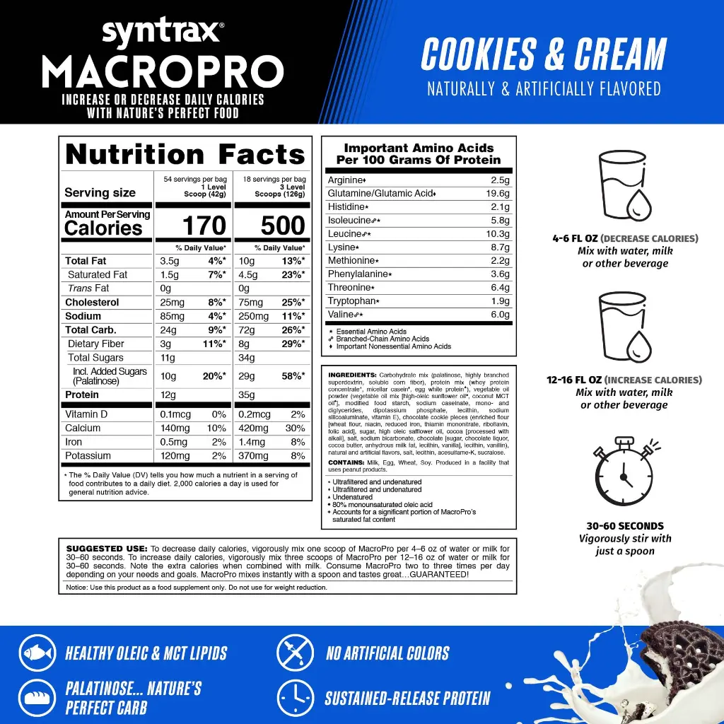 Nutrition Facts MacroPro Cookies & Cream 5lb copy.webp